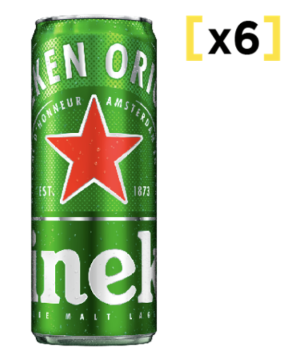 Pack Cerveza Heineken lata 470 CC x 6